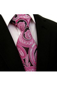 Shlax & Wing Necktie Paisley Pink Black Mens Tie Extra Long Size Wedding Party