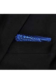 Men's Casual Paisley Navy Blue Pocket Square