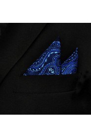 Men's Casual Paisley Navy Blue Pocket Square