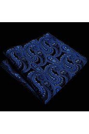 Men's Casual Paisley Navy Blue Pocket Square