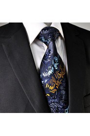 Men's Tie Navy Blue Paisley 100% Silk Casual Dress