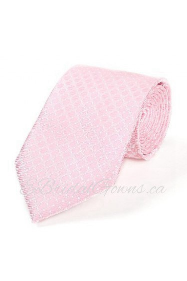 Men's Classic Pink Dot Microfiber Tie Necktie for Wedding Holiday Valentine Gift