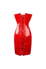 Red PVC Strapless Bodycon Dress Sexy Unifrom