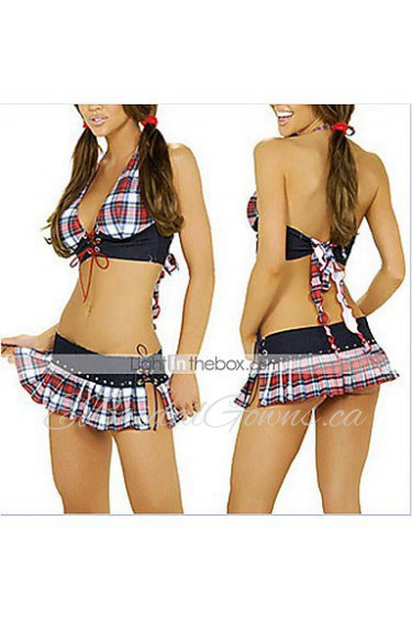 Sexy Women's Plaid Halter Costume(2 Pieces)