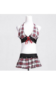 Sexy Women's Plaid Halter Costume(2 Pieces)