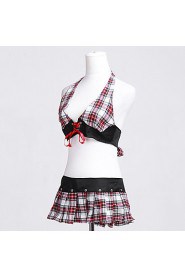 Sexy Women's Plaid Halter Costume(2 Pieces)