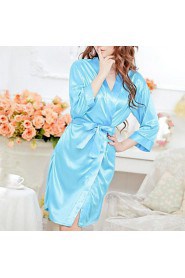 Red Pink BLue Satin Robe Women's Night Sleepwear