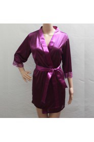 Red Pink BLue Satin Robe Women's Night Sleepwear