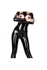 Women's Chest Fashion Sexy Leather PVC Catsuit Bodysuit