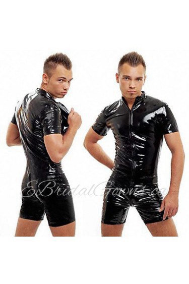 Cool Boxer Short Sleeves Black PVC Sexy Uniforms