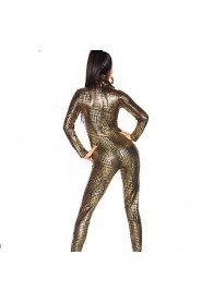 Women's Leopard PVC Full Sleeve Catsuit Outfit Fancy Dress