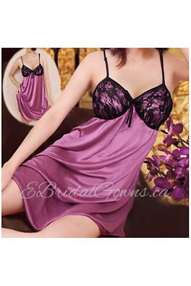 Black Lace Purple Dress Sexy Nightwear