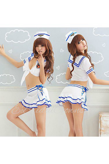 Pilot White and Blue Polyester Women's Dress