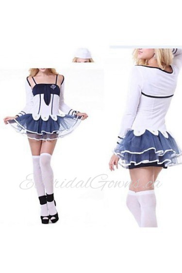 Cute Anchor White and Ink Blue Sailor girl Uniform