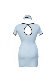 Women's Light Blue Naval Uniform Costume with Cap