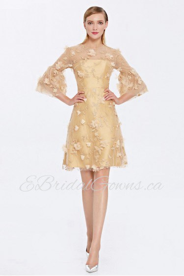 A-line Scoop Cocktail Party / Prom Dress Knee-length Sheath / Column