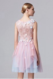 Lace Tulle A-line Scoop Cocktail Party / Prom Dress