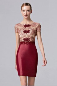 Scoop Sheath / Column Knee-length Cocktail Party / Prom Dress Evening Dress with Crystal / Embroidery