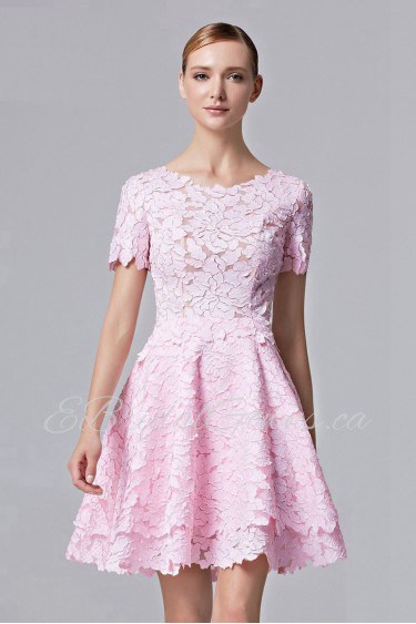 A-line Lace Scoop Knee-length Cocktail Party / Prom Dress