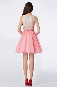 A-line Scoop Cocktail Party / Prom Dress with Pearl