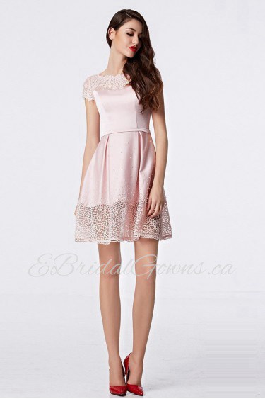 Scoop A-line Lace Hollow Out Evening Dress Cocktail Party / Prom Dress