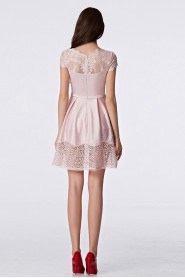 Scoop A-line Lace Hollow Out Evening Dress Cocktail Party / Prom Dress