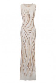 Scoop Evening Dress Floor-length Sheath / Column with Embroidery