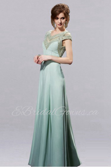 V-neck Evening Dress Floor-length Sheath / Column with Beading