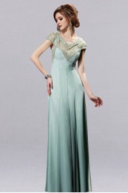 V-neck Evening Dress Floor-length Sheath / Column with Beading