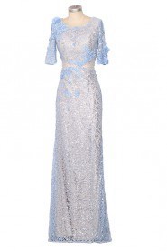 Hollow Out Half Sleeve Jewel Evening Dress Floor-length Sheath / Column