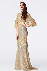 Hollow Out High Neck Sheath / Column Evening Dress with Paillettes