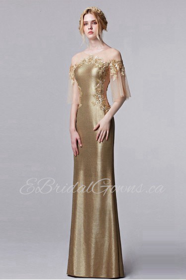 Off-the-shoulder Strapless Evening Dress Floor-length Sheath / Column