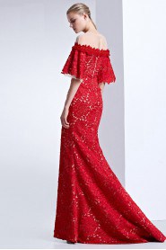 Off-the-shoulder Scoop Chapel Train Evening Dress