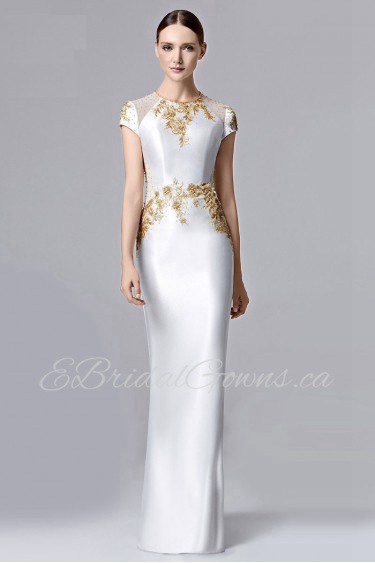 Trumpet / Mermaid Satin Jewel Evening Dress Floor-length Sheath / Column