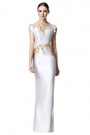 Trumpet / Mermaid Satin Jewel Evening Dress Floor-length Sheath / Column