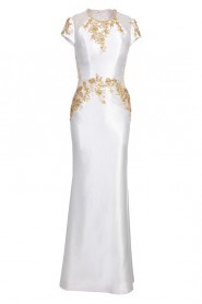 Trumpet / Mermaid Satin Jewel Evening Dress Floor-length Sheath / Column