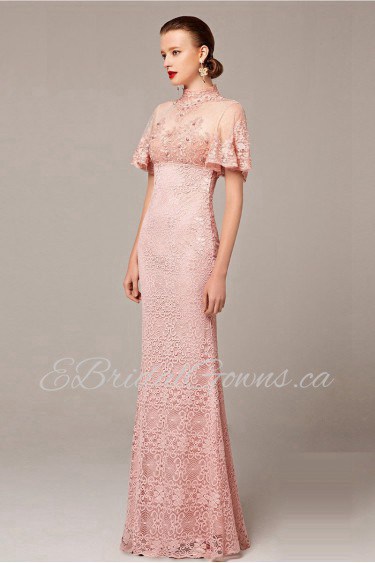 Trumpet / Mermaid High Neck Evening Dress Floor-length with Embroidery