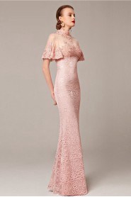 Trumpet / Mermaid High Neck Evening Dress Floor-length with Embroidery