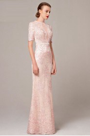 Trumpet / Mermaid High Neck Evening Dress Floor-length with Embroidery / Crystal