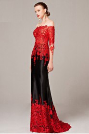 Hollow Out Off-the-shoulder Trumpet / Mermaid Evening Dress with Embroidery