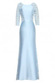 Sheath Scoop 3/4 Length Sleeve Evening Dress Floor-length with Embroidery