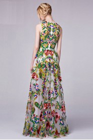 A-line Scoop Evening Dress Floor-length with Embroidery