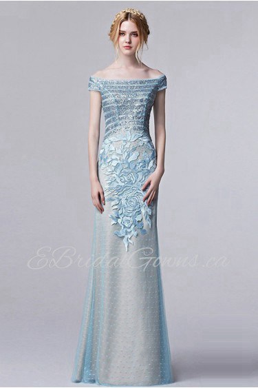 Sheath / Column Off-the-shoulder Floor-length Evening / Prom Dress