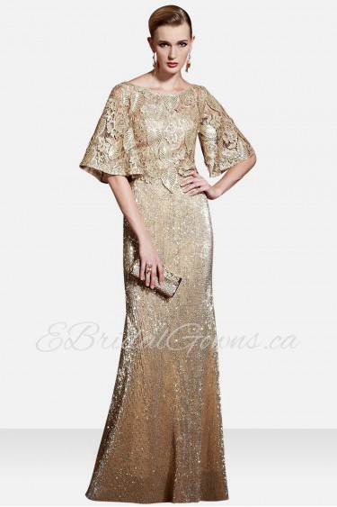 Hollow Out Scoop Embroidery Floor-length Evening Dress