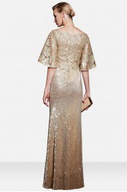 Hollow Out Scoop Embroidery Floor-length Evening Dress