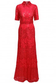 Half Sleeve Sheath / Column High Neck Evening Dress Floor-length