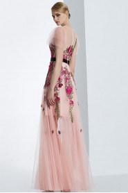 A-line Scoop Evening Dress Floor-length with Crystal
