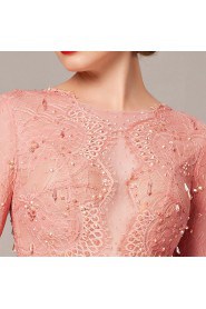 Long Sleeve Trumpet / Mermaid Hollow Out Scoop Evening / Prom Dress Floor-length with Crystal