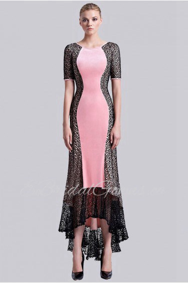 Trumpet / Mermaid Scoop Evening Dress Ankle-length with Short Sleeve