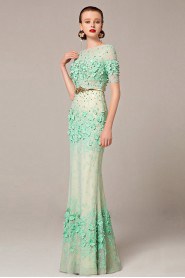 Trumpet / Mermaid Jewel Evening / Prom Dress Floor-length with Paillettes